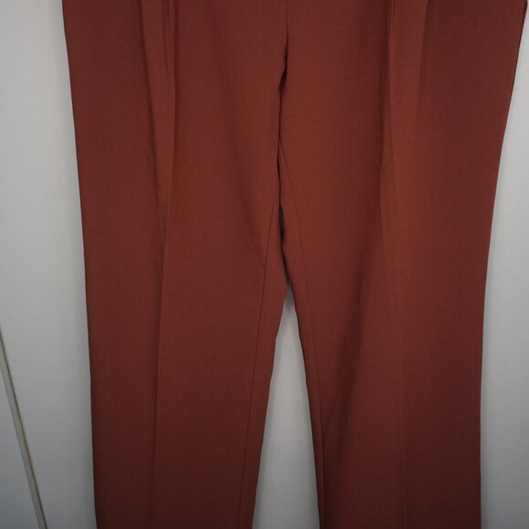 Paige Aracelli Pleated Cuff Hem Trouser Pants in Mahogany size 12 NWT - Picture 4 of 16